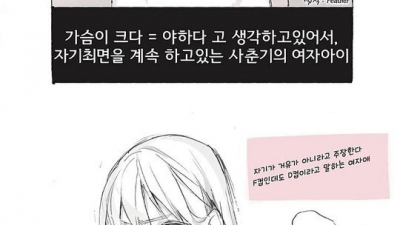 자기 가슴이 F컵인데도 D컵이라 주장하는 여자