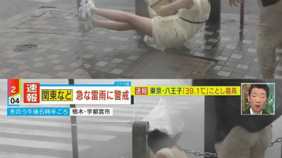 태풍 심한 날.. 원피시 입은 처자 대참사